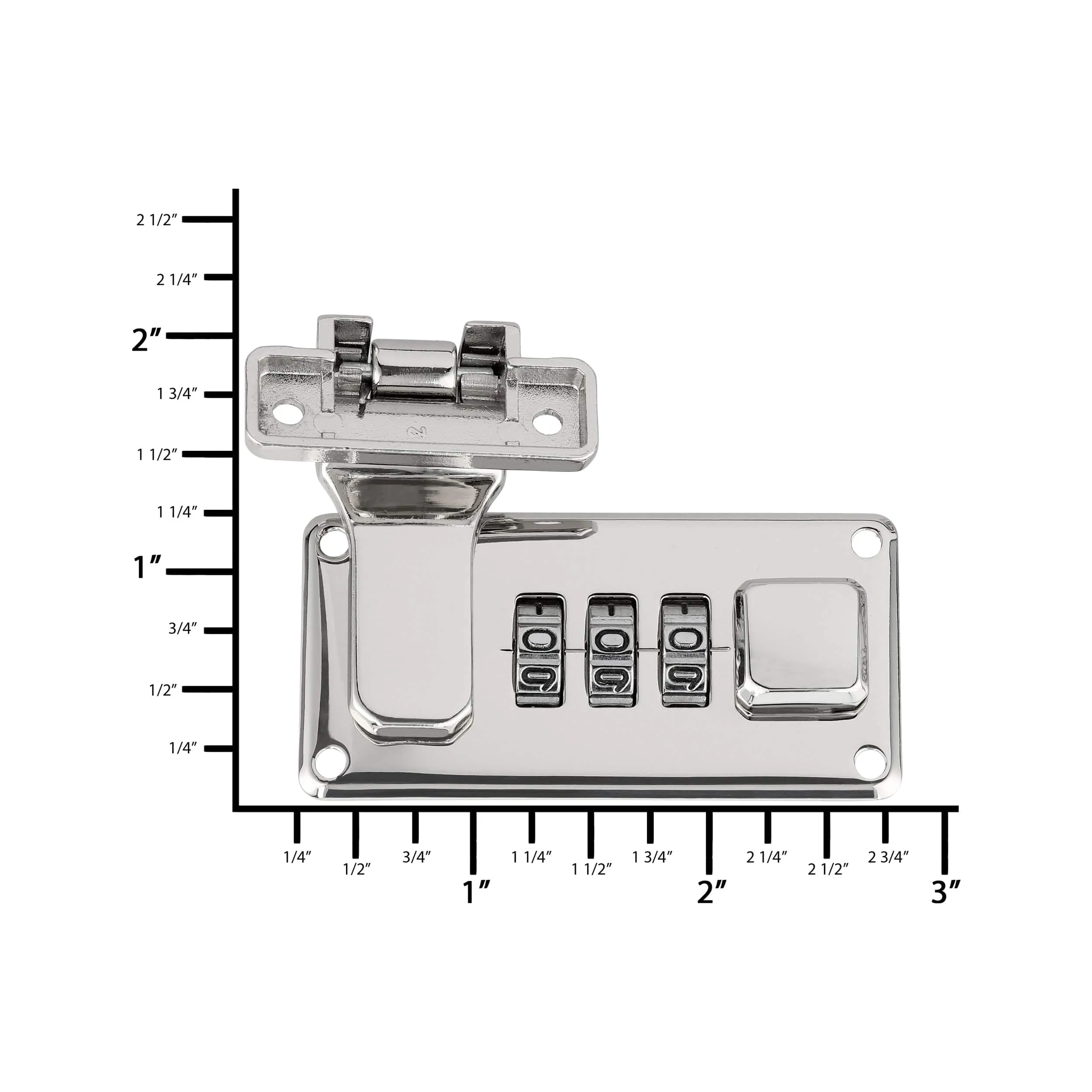 1 1/4" Shiny Nickel, Combination Lock, Steel, #L-1416-NIC