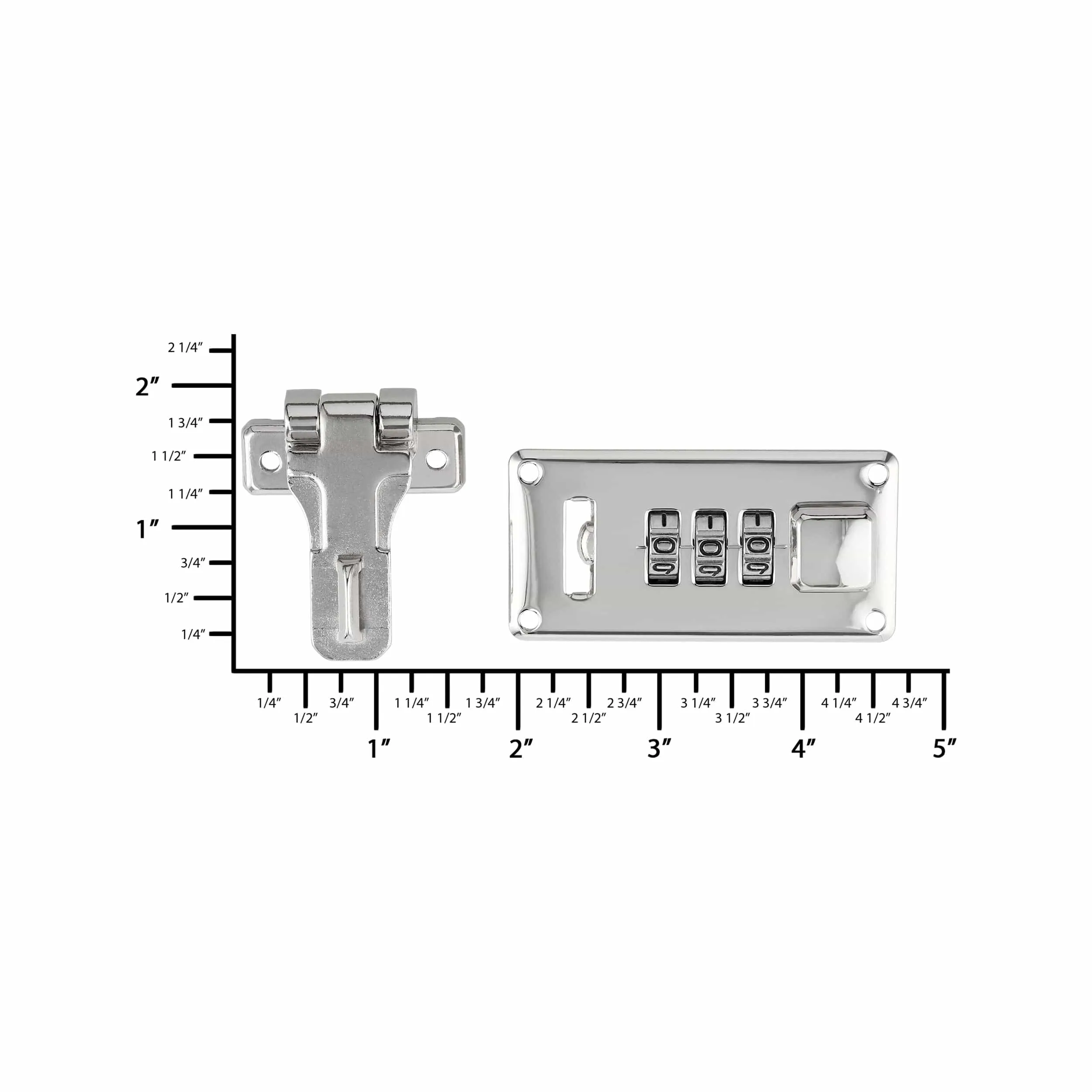 1 1/4" Shiny Nickel, Combination Lock, Steel, #L-1416-NIC