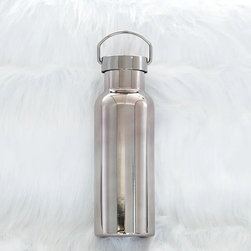 2024 New Stainless Steel Insulated Cup Portable Handheld Sports Water Bottle Electroplated Middle Mouth Outdoor Car Water Cup