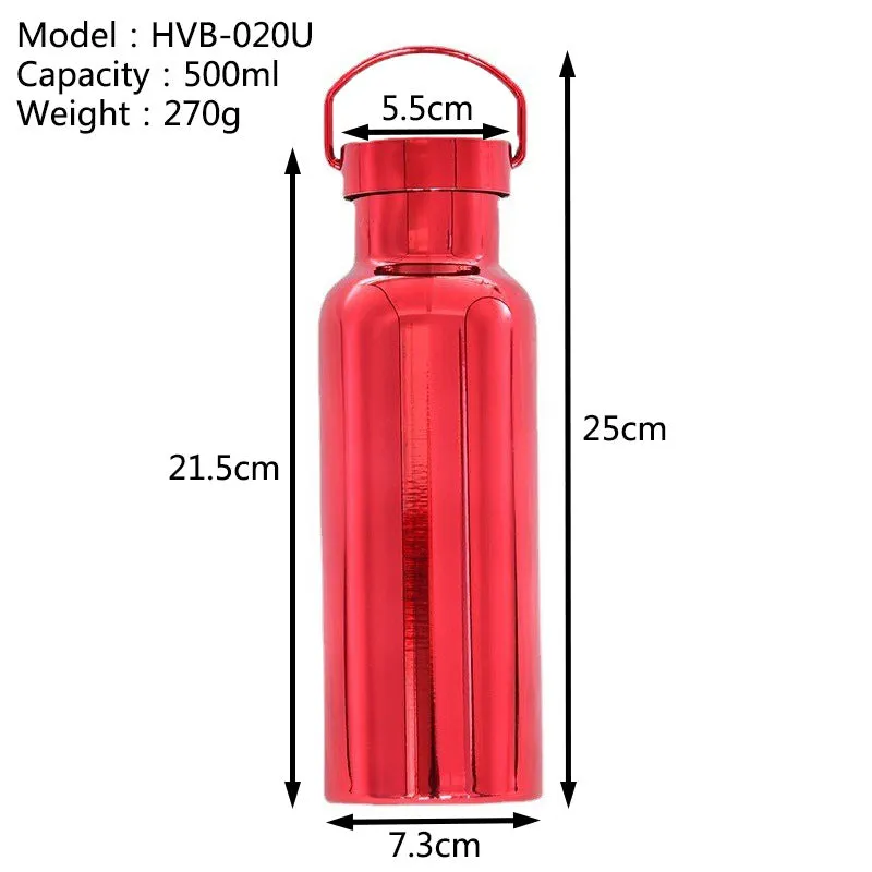 2024 New Stainless Steel Insulated Cup Portable Handheld Sports Water Bottle Electroplated Middle Mouth Outdoor Car Water Cup