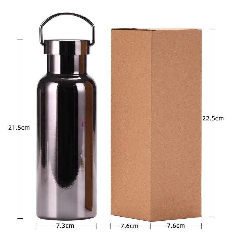 2024 New Stainless Steel Insulated Cup Portable Handheld Sports Water Bottle Electroplated Middle Mouth Outdoor Car Water Cup