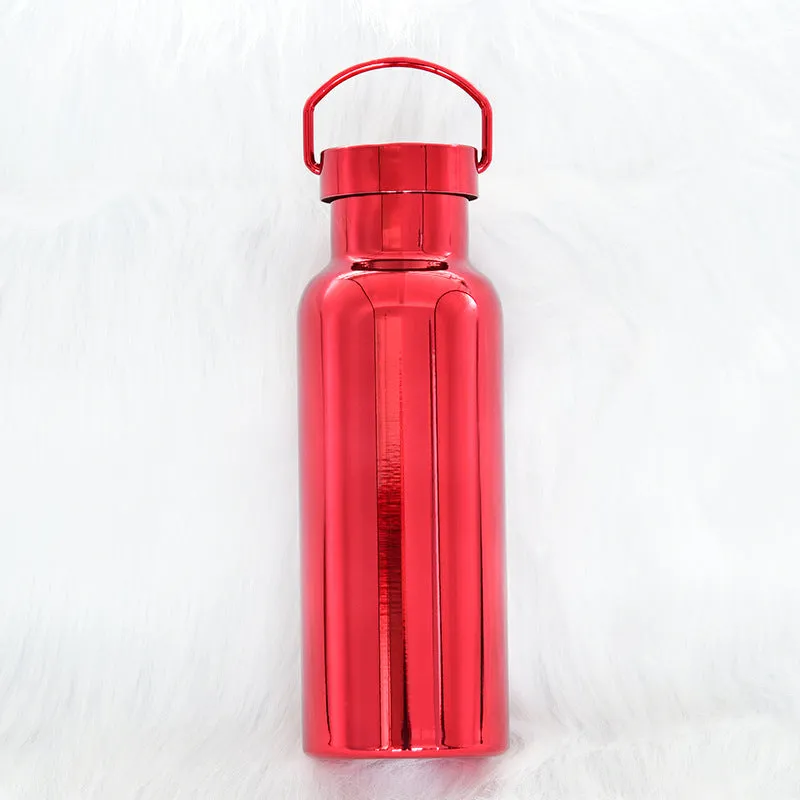 2024 New Stainless Steel Insulated Cup Portable Handheld Sports Water Bottle Electroplated Middle Mouth Outdoor Car Water Cup