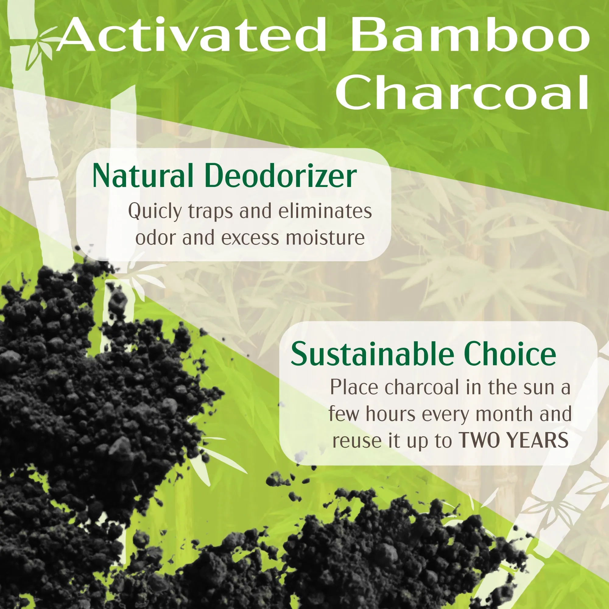 Activated Bamboo Charcoal Odor Absorber Moisture Eliminating Shoe Inserts, 100g Per Pair