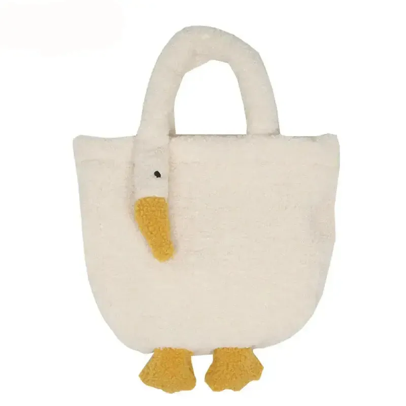 Aesthetic Swan Plush Tote Wrist CrossBody Handbag