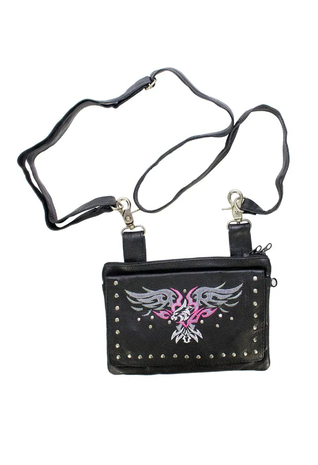 All Naked Cowhide Leather Hot Pink Eagle Belt Bag