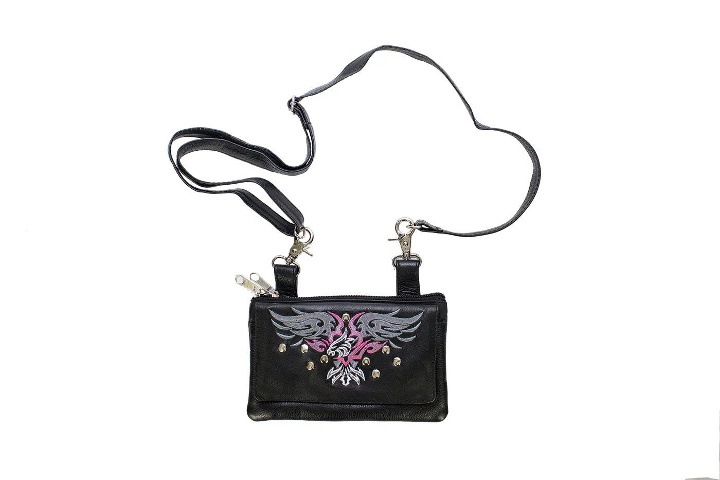 All Naked Cowhide Leather Hot Pink Eagle Belt Bag