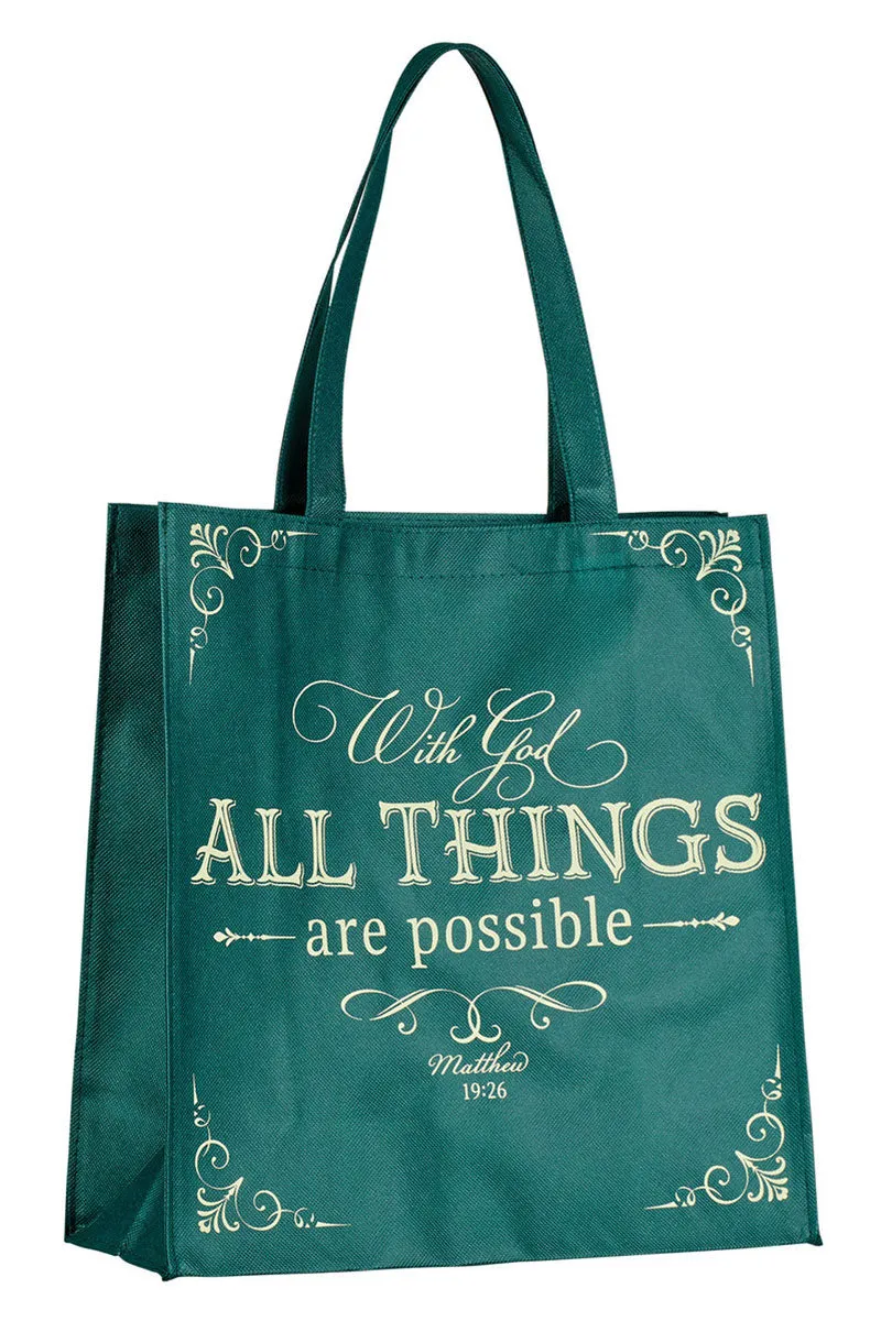 All Things are Possible Green Tote Bag