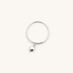 Amore Heart Charm Ring- Silver