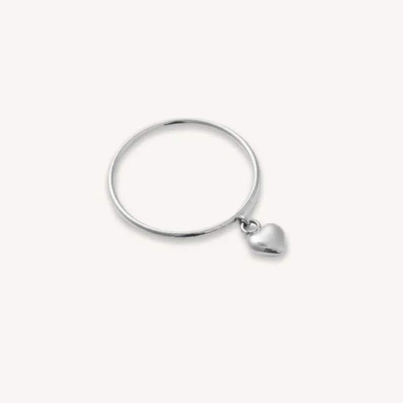 Amore Heart Charm Ring- Silver