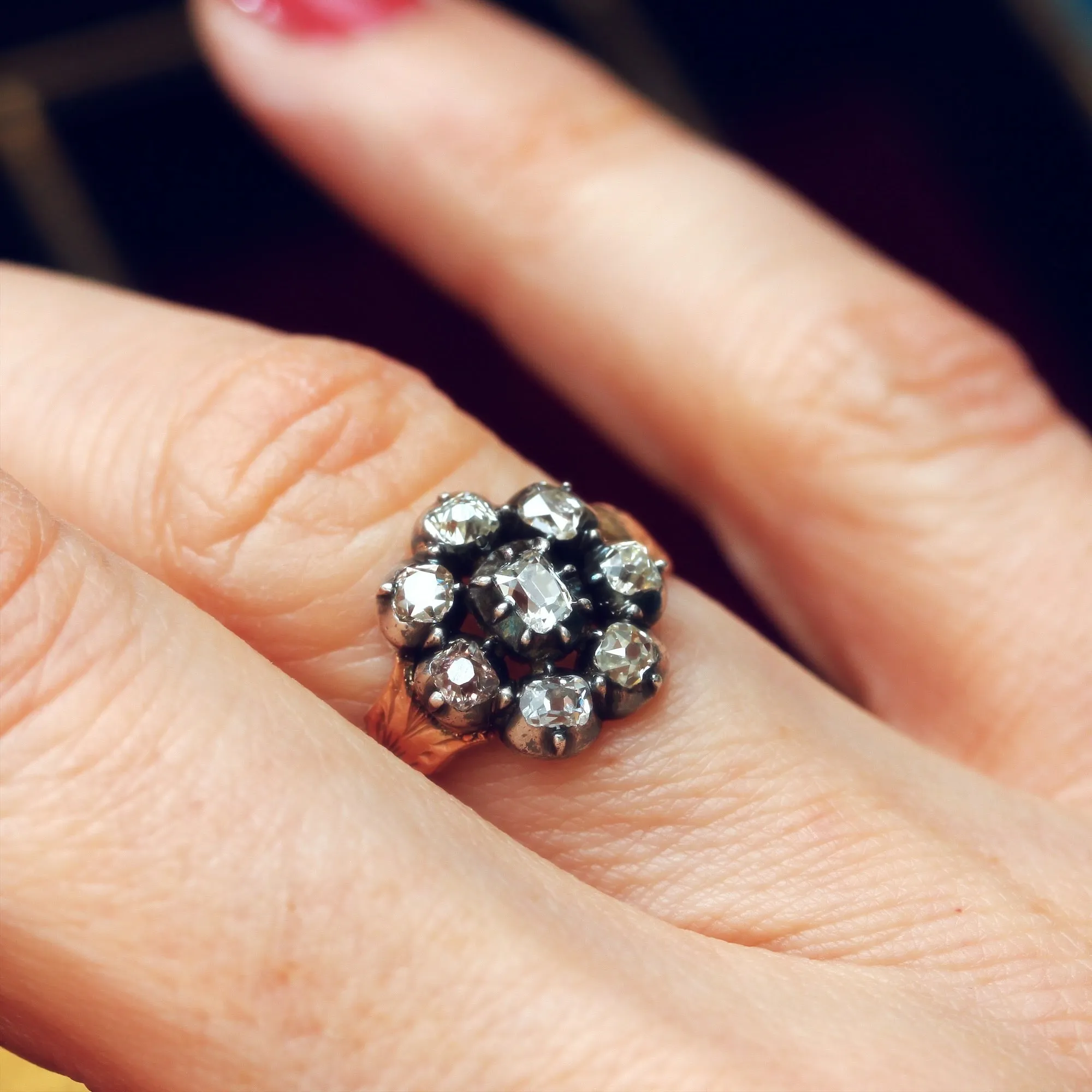 Antique Georgian Diamond Rosette Cluster Ring