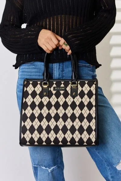 Argyle Pattern Vegan Leather Handbag