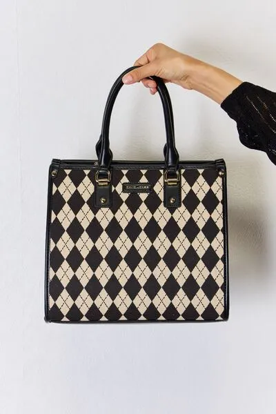 Argyle Pattern Vegan Leather Handbag