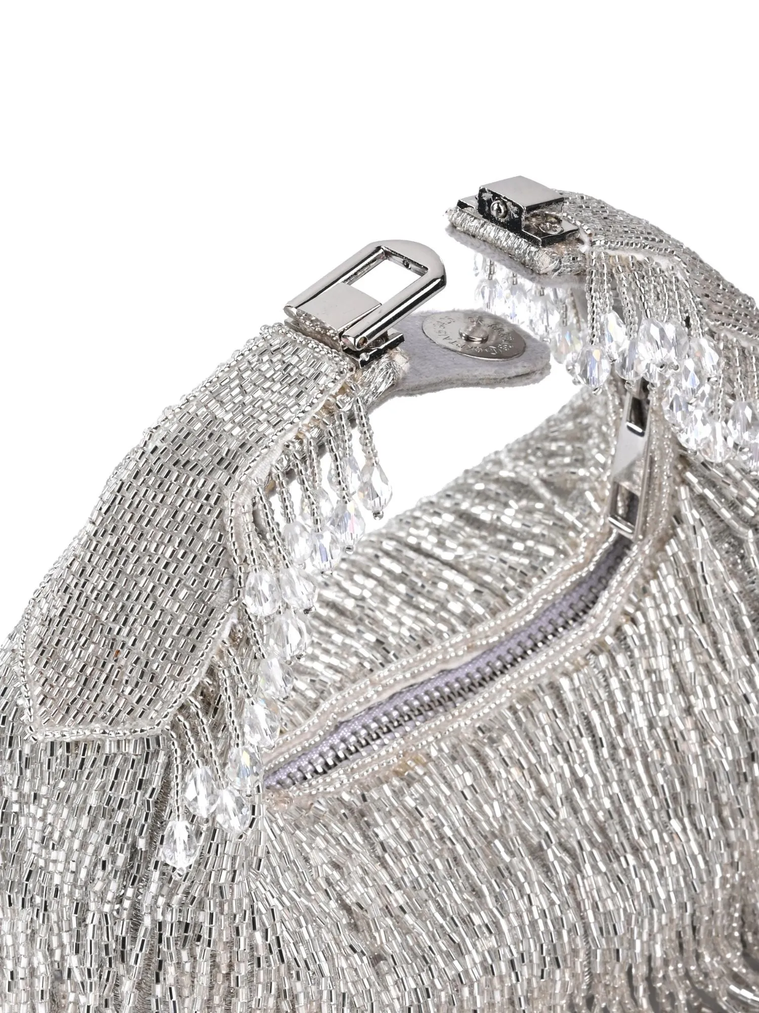 Bailey Silver Georgette Handcrafted Hand Bag