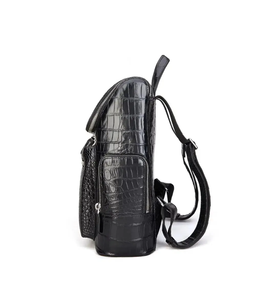 Black Crocodile Leather Backpack