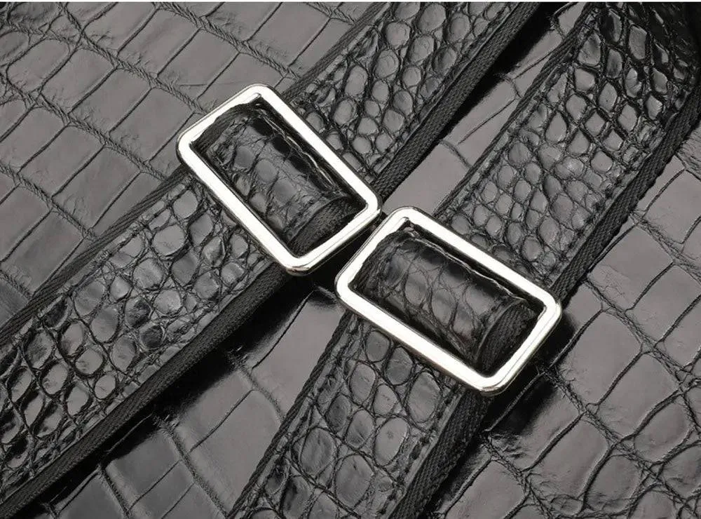 Black Crocodile Leather Backpack