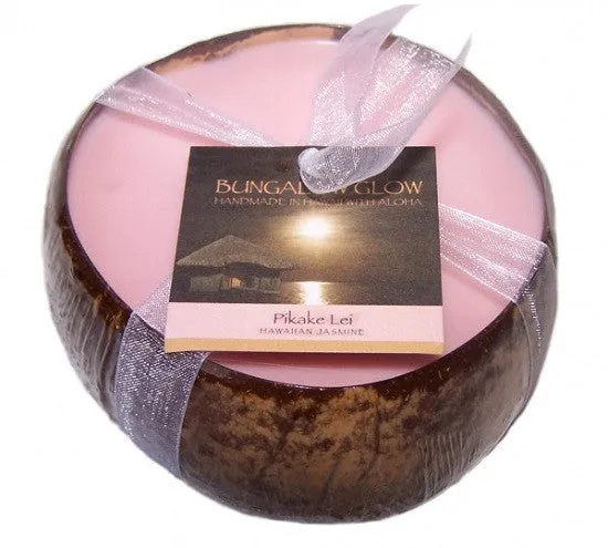 Bubble Shack Hawaii - Bungalow Glow Pikake Lei Coconut Shell Candle