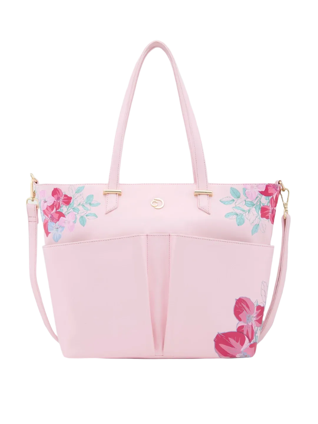 Caprese Shanaya Tote Medium Printed Womens Office Handbag Pink