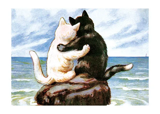 Cats Hugging - Captivating Cats Greeting Card