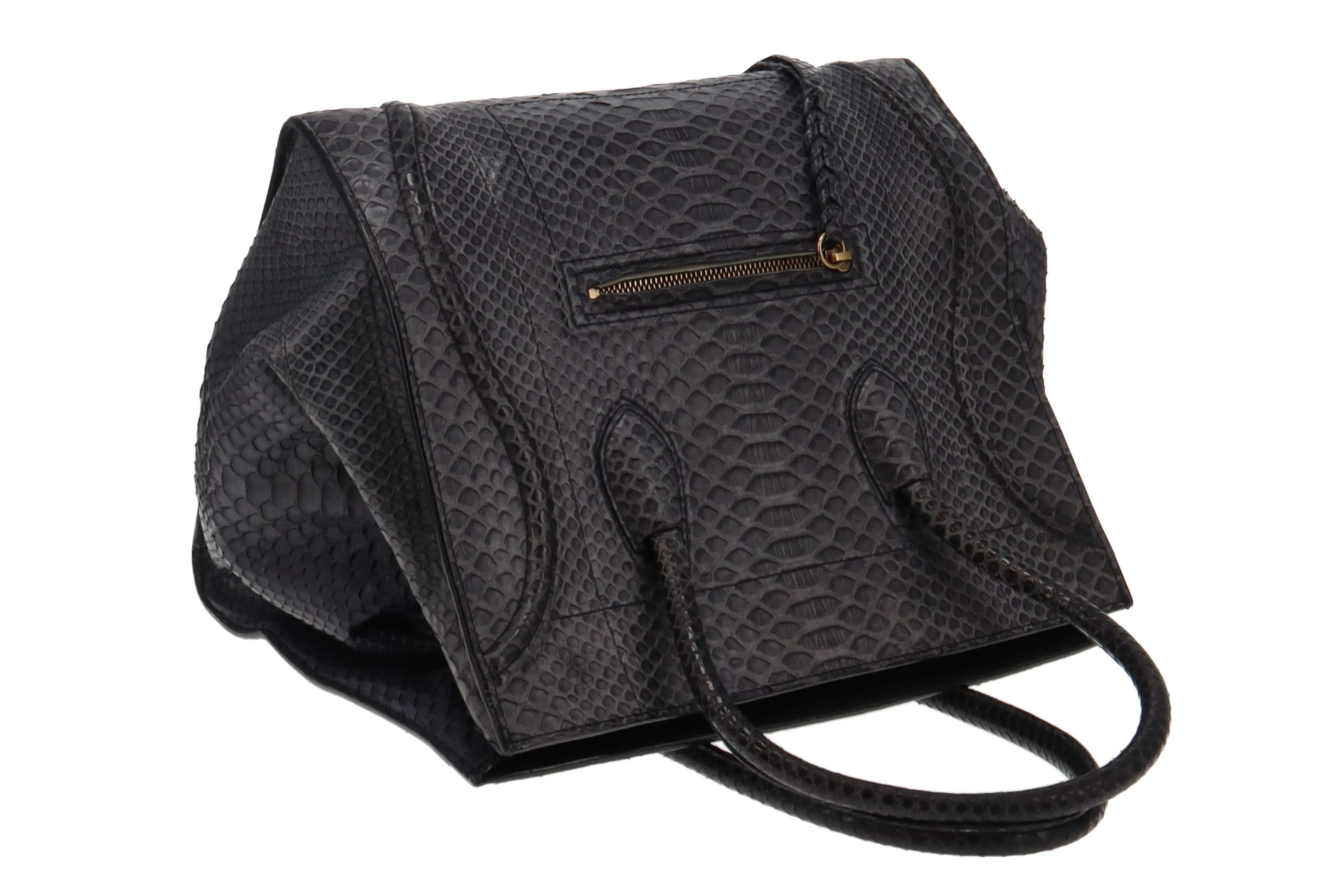 Celine Black & Grey Snakeskin Phantom Luggage Tote