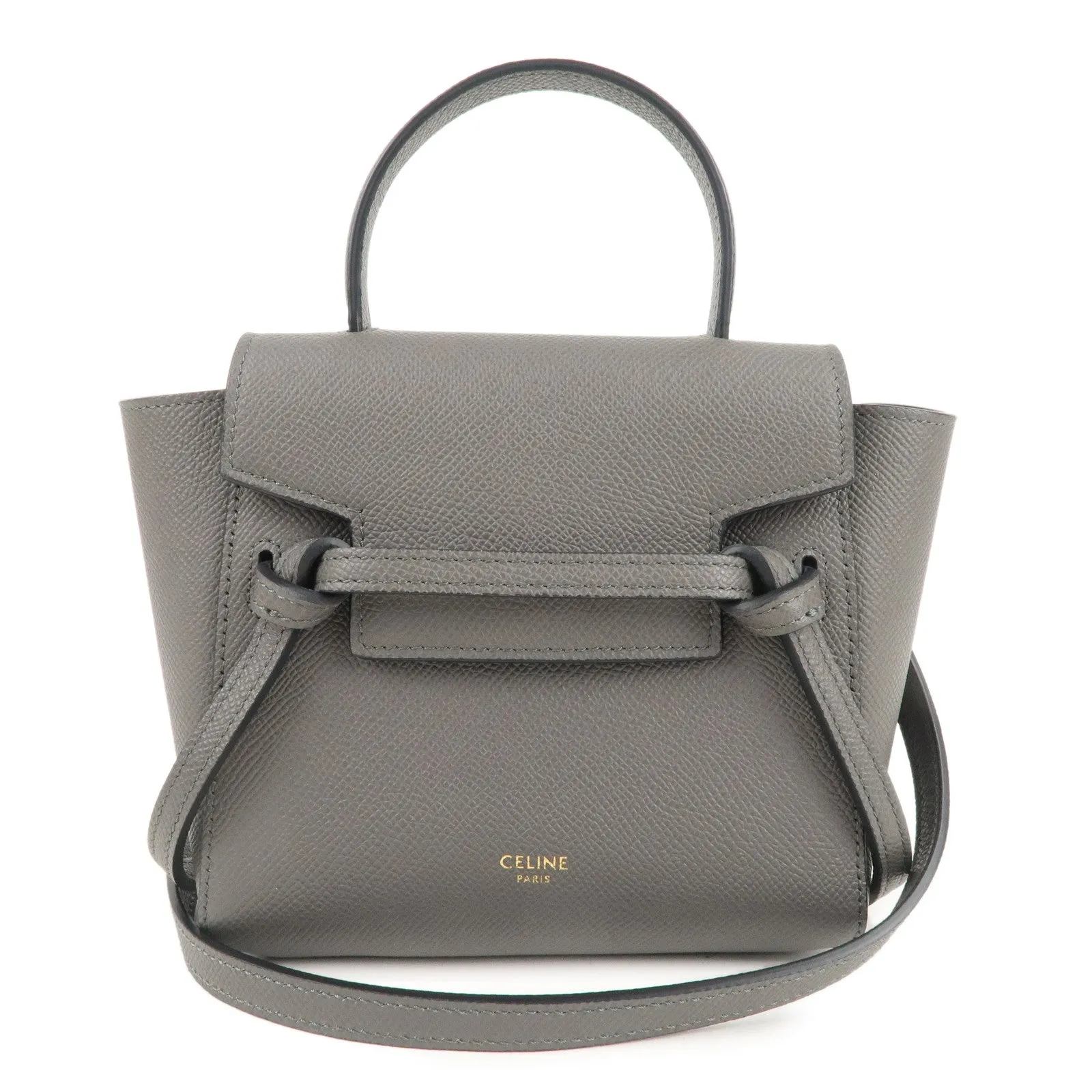 CELINE Leather Pico Belt Bag 2Way Shoulder Bag Gray 194263