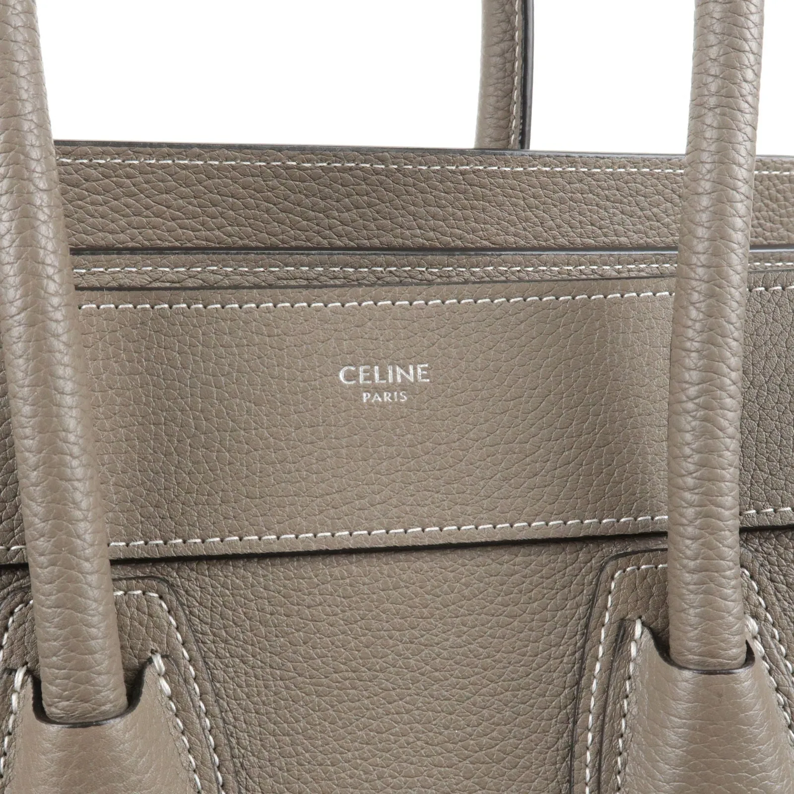 CELINE Luggage Micro Shopper Leather Hand Bag Souris 189793