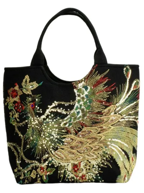 Chinese Peacock Embroidered Qipao Bag Handbag