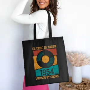 Classic By Birth Vintage By Choice 1954 Edition Tote Bag, Birthday Gift Cotton Bag For Life, Retro Style Shopping Bag