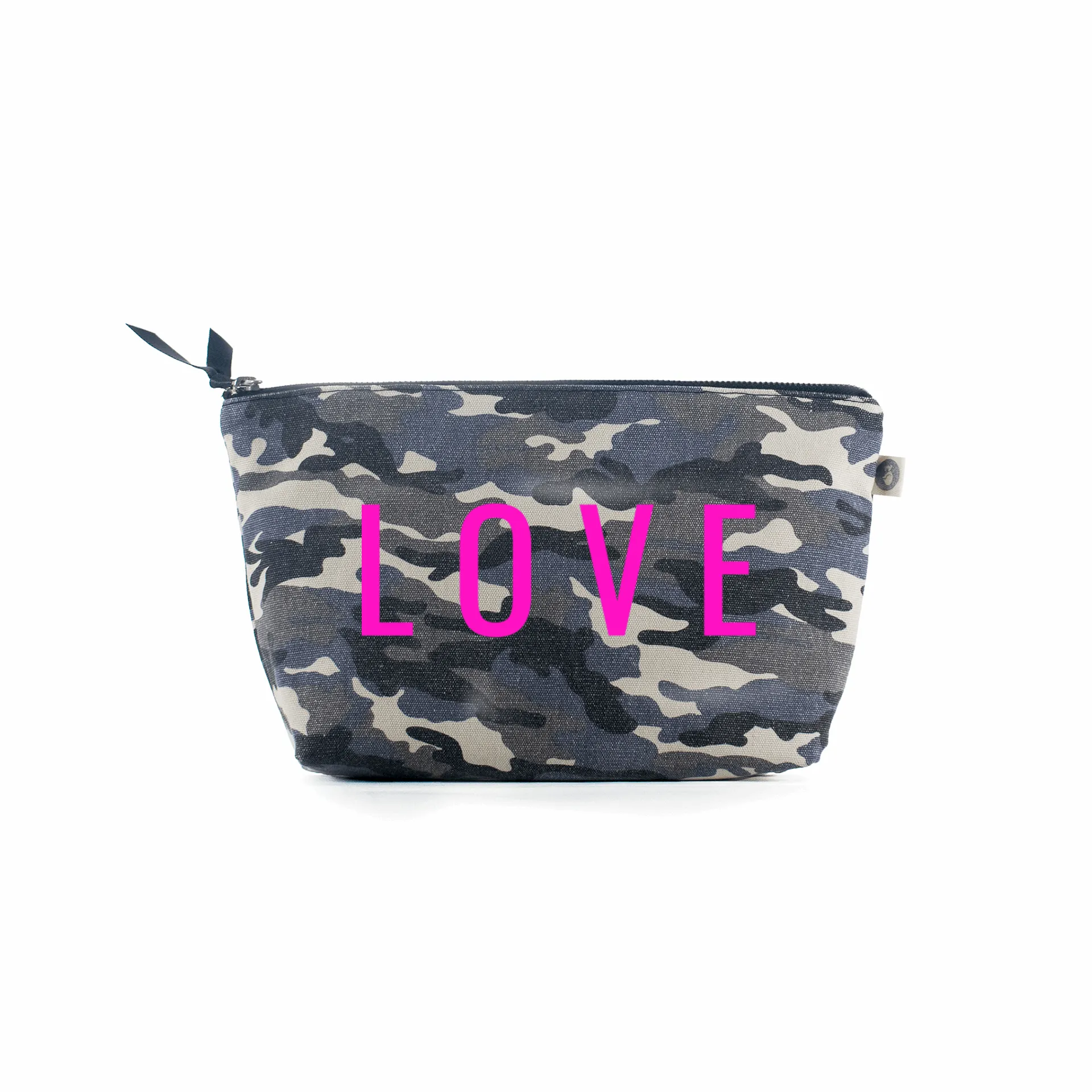 Clutch Bag Grey Camouflage with Neon Pink Matte LOVE