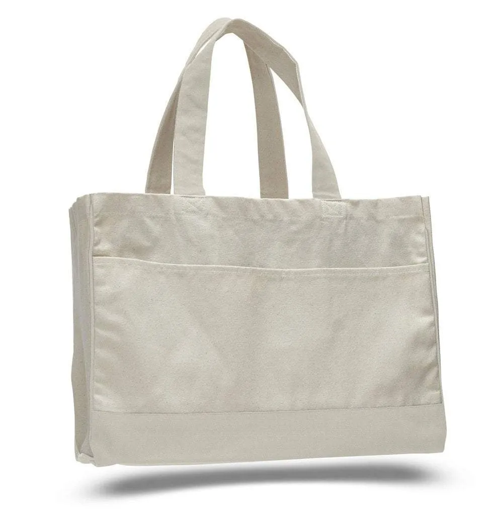 Cotton Canvas Tote Bag with Inside Zipper Pocket