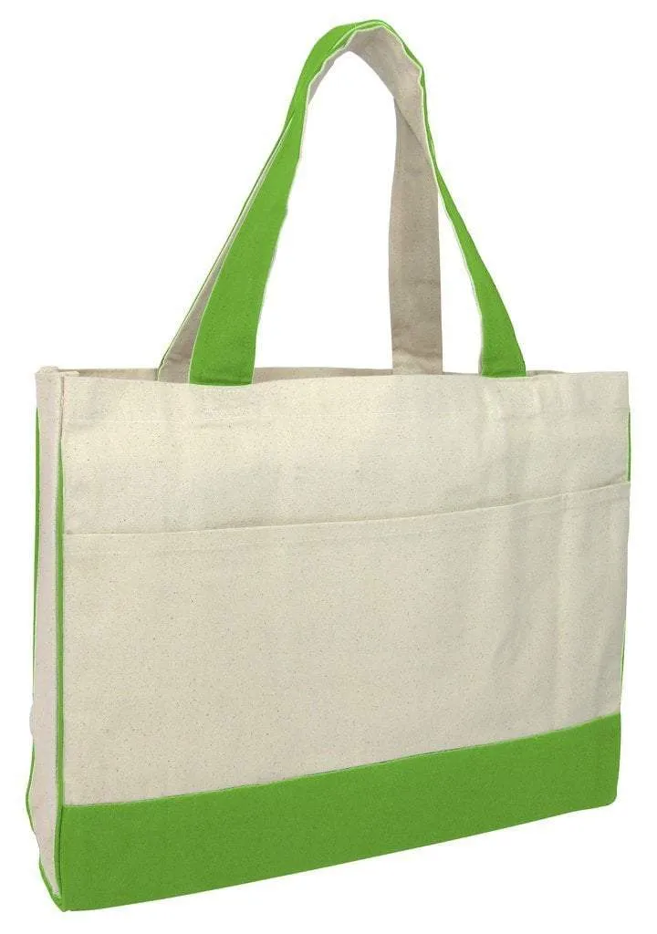 Cotton Canvas Tote Bag with Inside Zipper Pocket