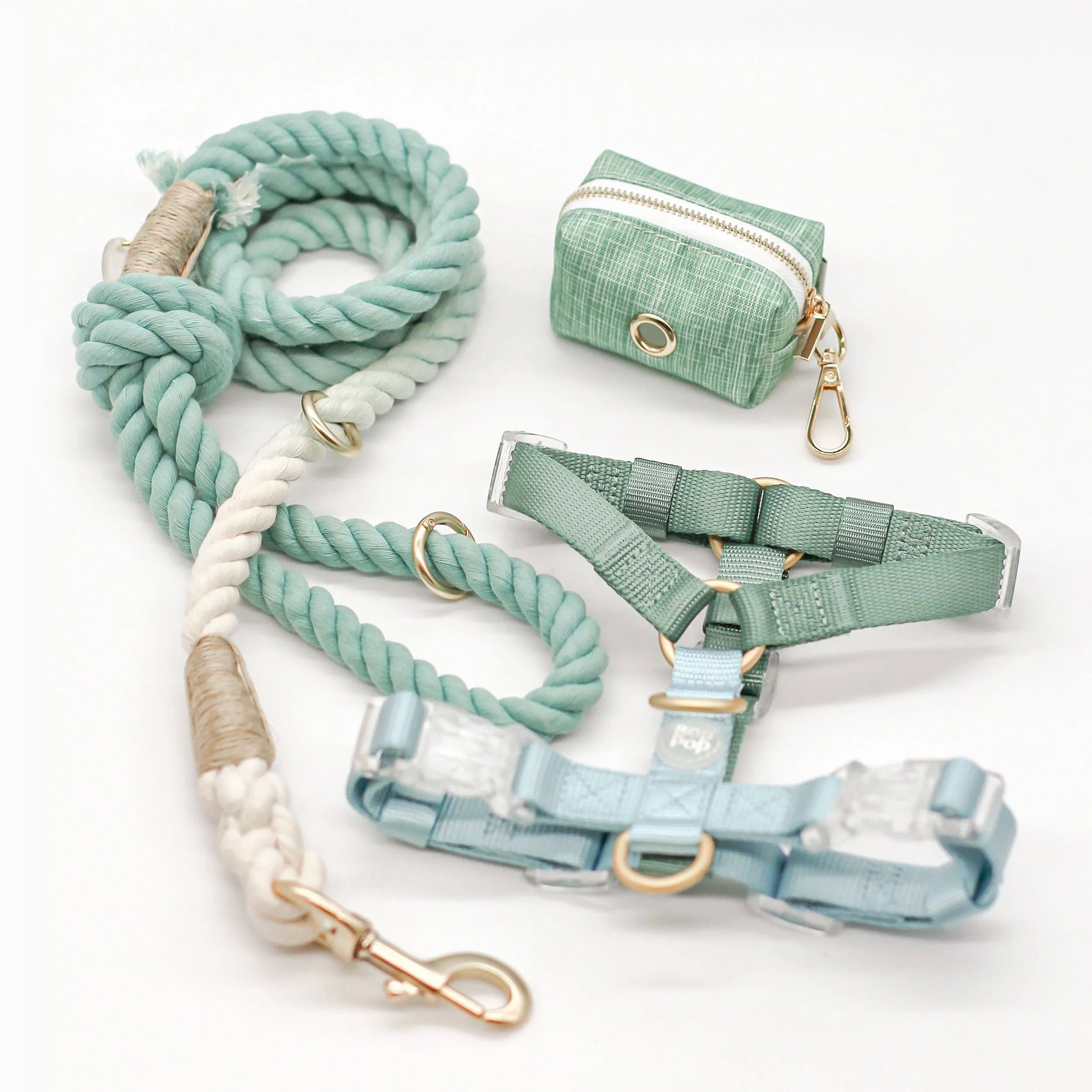 Cotton Rope Leash Ombre Pastel | Hunter Green