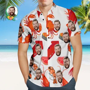 Custom Face Hawaiian Shirt Lobster Sushi Personalised Face Shirt