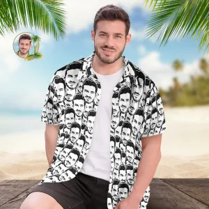 Custom Face Hawaiian Shirt Men's All Over Print Aloha Shirt Gift - Comic Style Mash Face