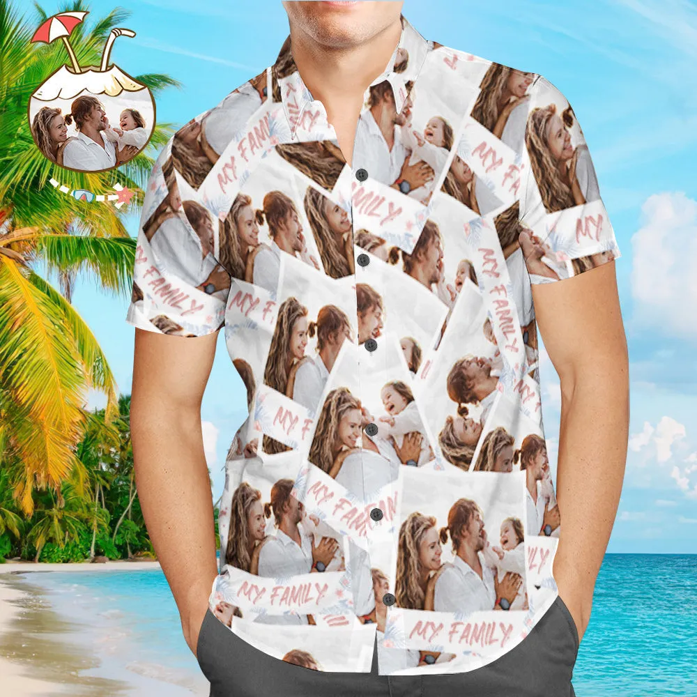 Custom Face Hawaiian Shirts Floral Design Shirts Gift for Family