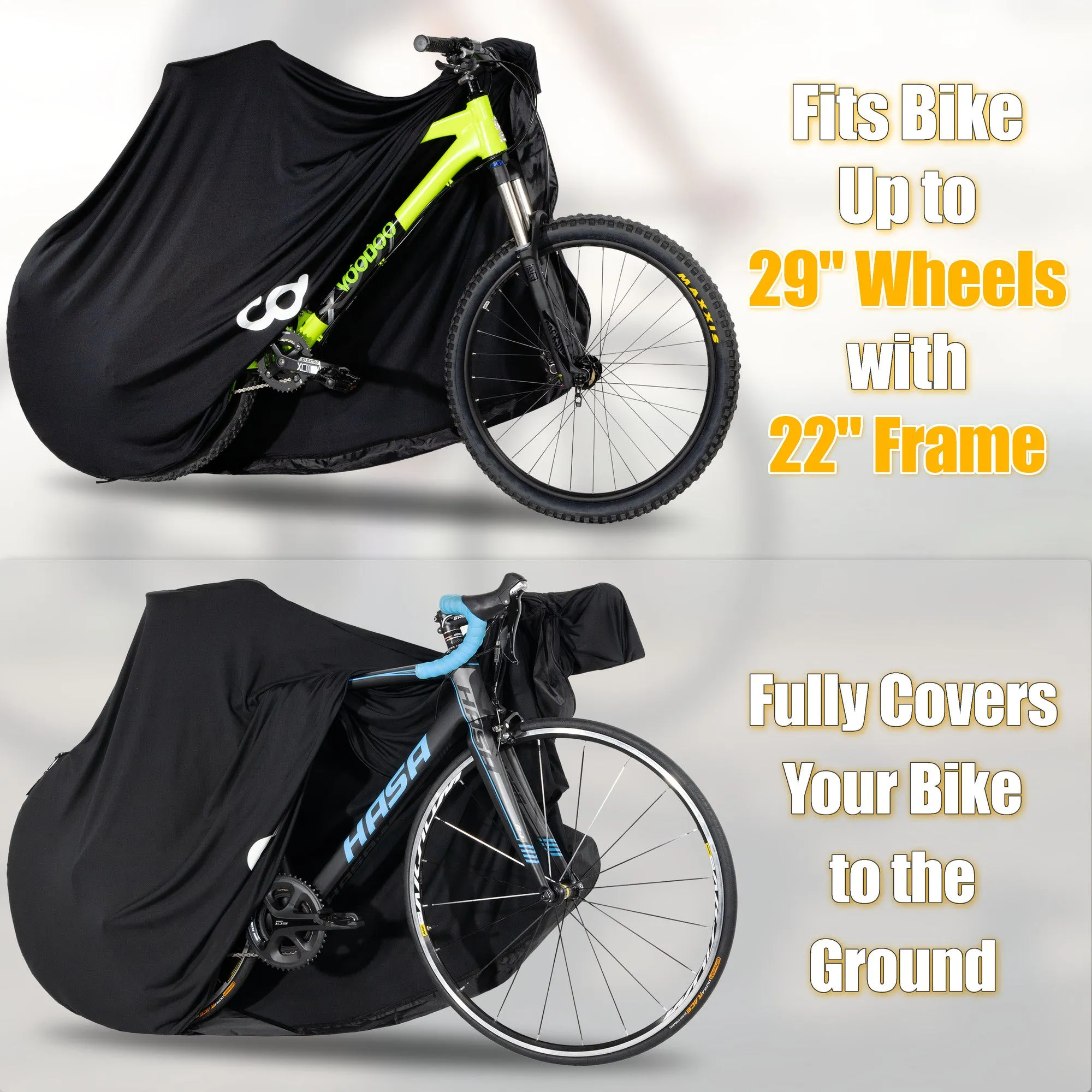 CyclingDeal Bike Cover for Travel Use - Fits MTB Road Bikes Up to 29" Wheels with 22" Frame - for Car Racks Carriers Transportation Outdoor & Indoor Home Storage - Water Repellent & Quality Zippers