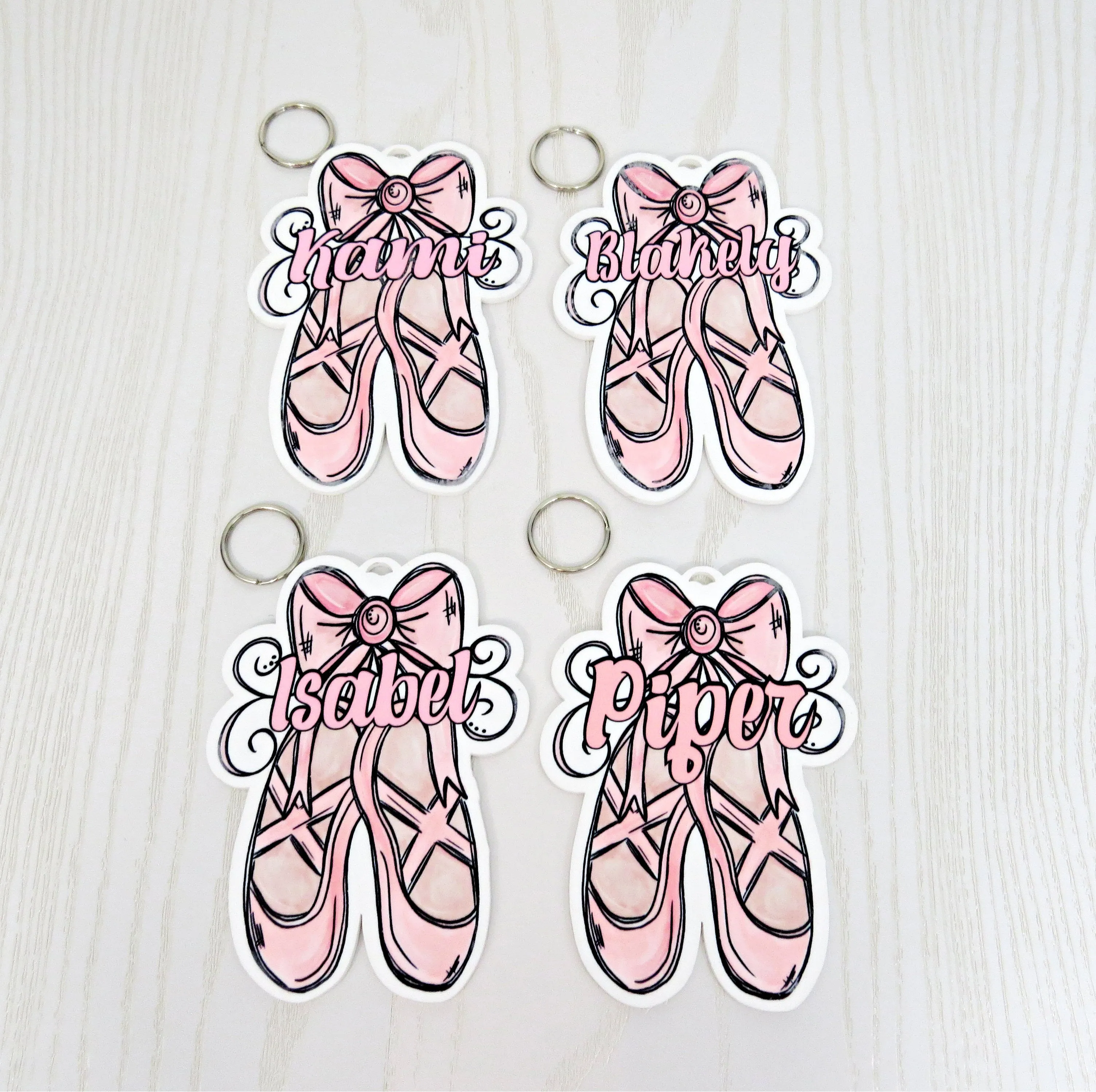 Dance Ballet Bag Tag Personalized with Name - Young Dancer Bag Name Tag - Pointe Keychain Ballerina