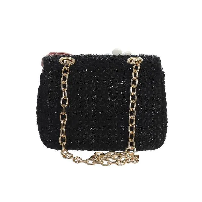 Dear Ellie Mini Tweed Handbag - Black