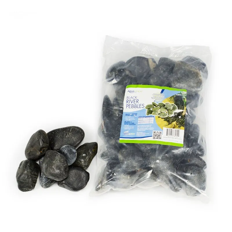 Decorative River Pebbles - Black 22lb Bag