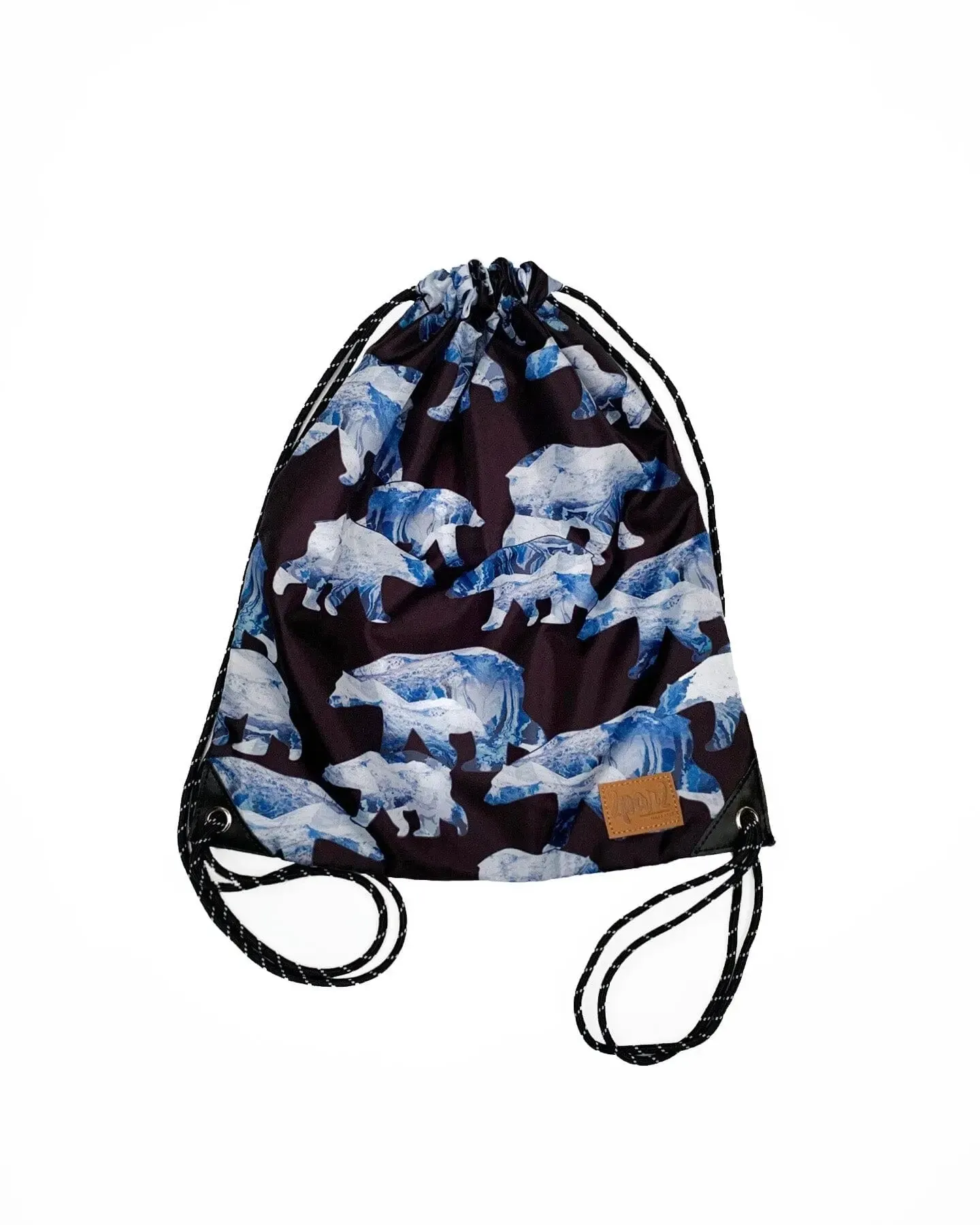 Drawstring Bag Black Printed Polar Bears