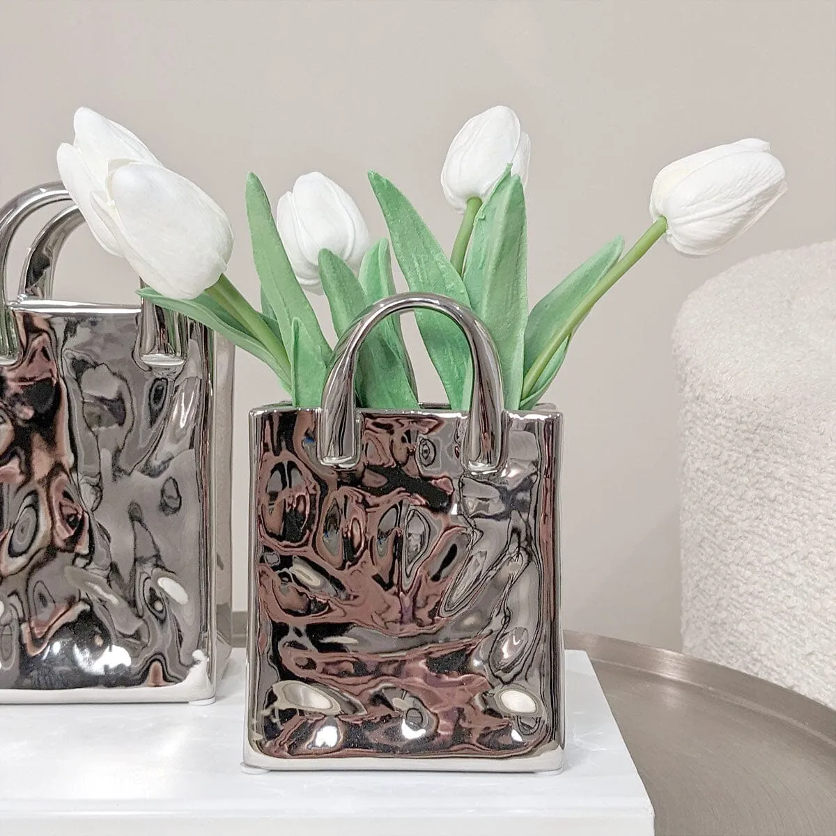 Elise Mini Silver Handbag Decorative Vase