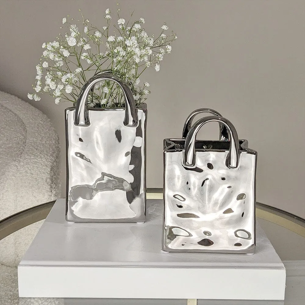 Elise Mini Silver Handbag Decorative Vase