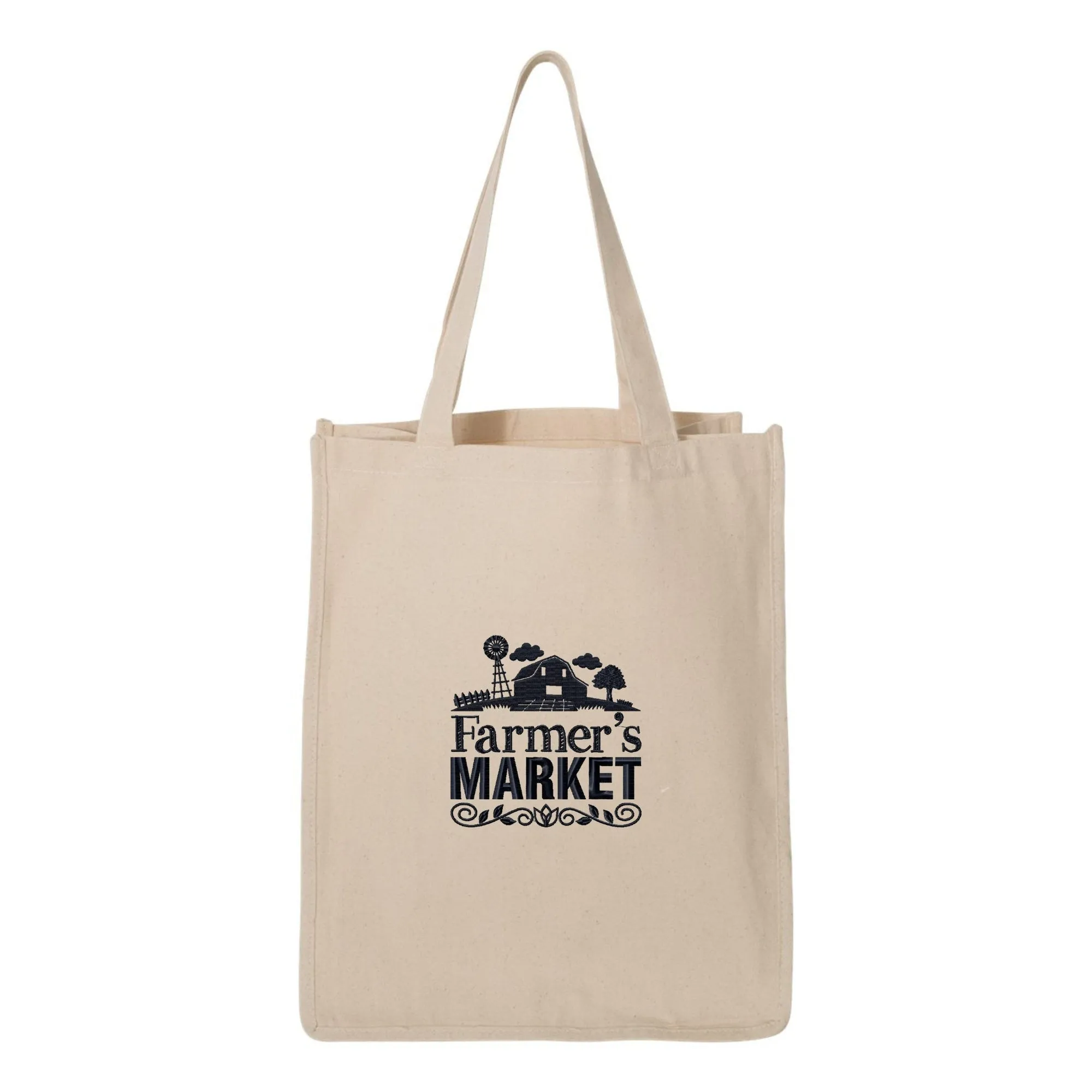 Farmers Market Embroidered Tote Bag