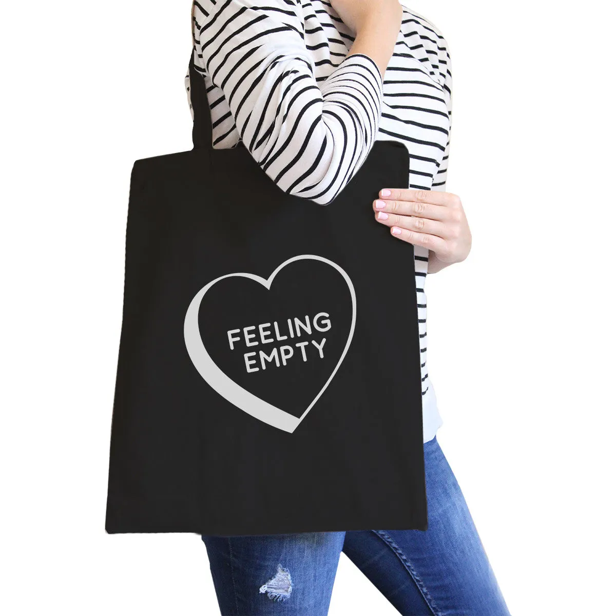 Feeling Empty Heart Black Cute Canvas Tote Bag Unique Graphic