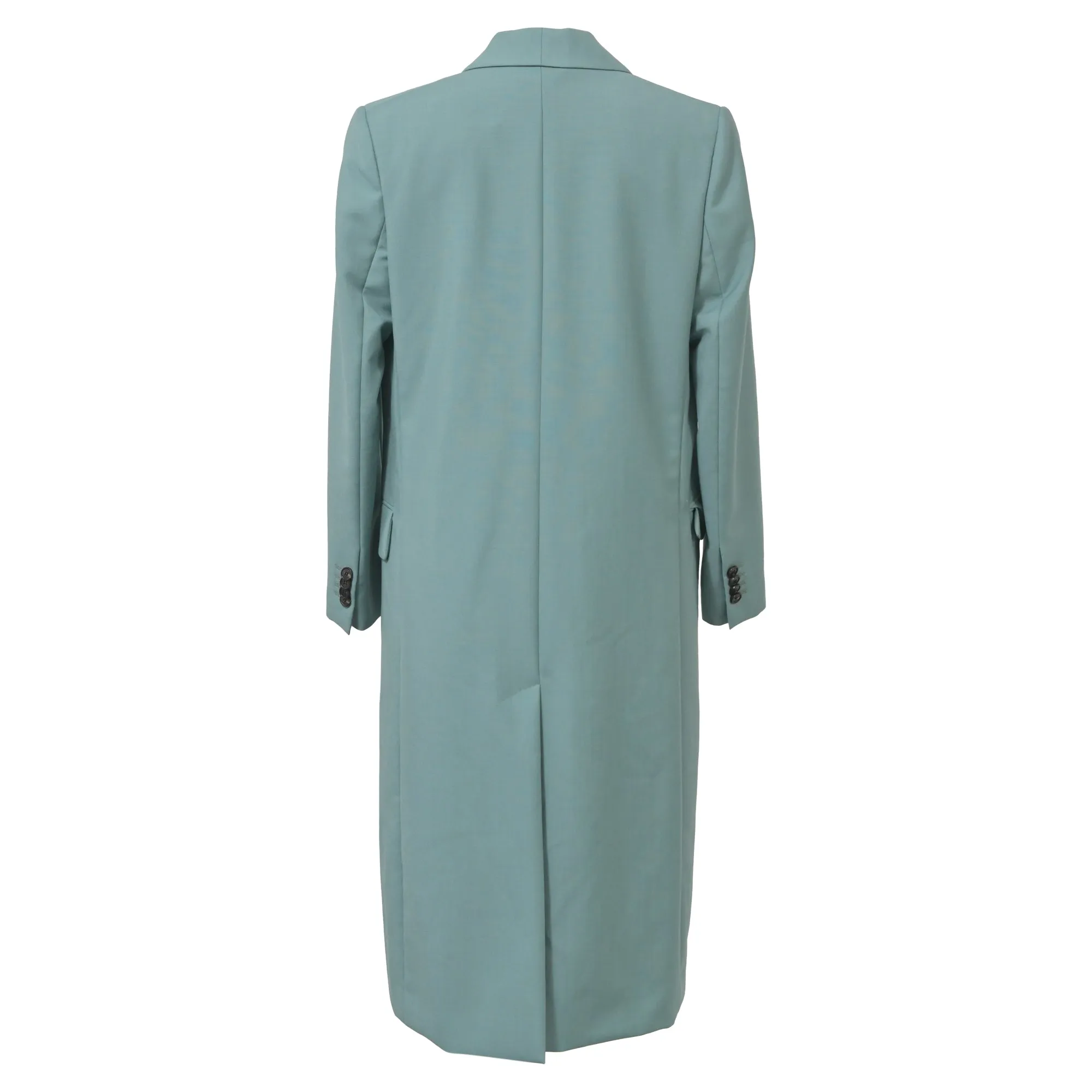 Fendi Single-Breasted Long Coat in Green Mohair Wool