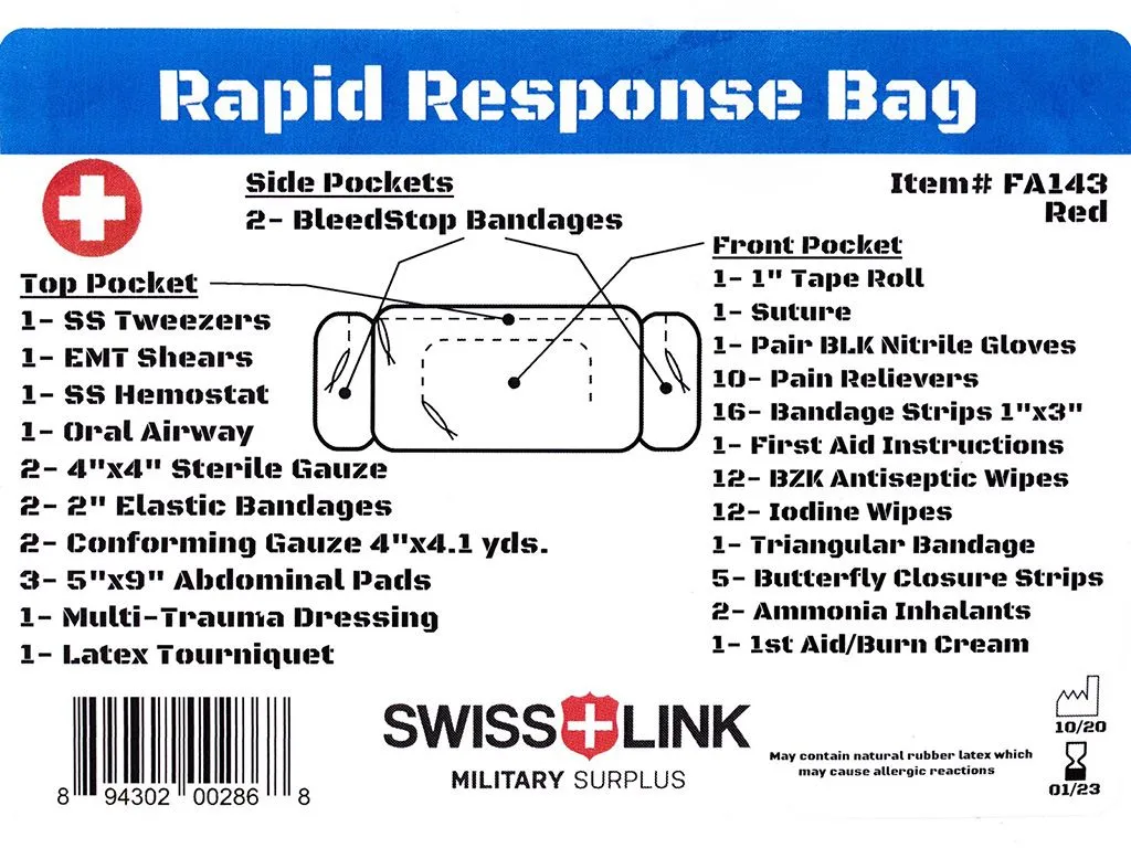 FIRST AID RAPID RESPONSE KIT / RED - BY SWISS LINK