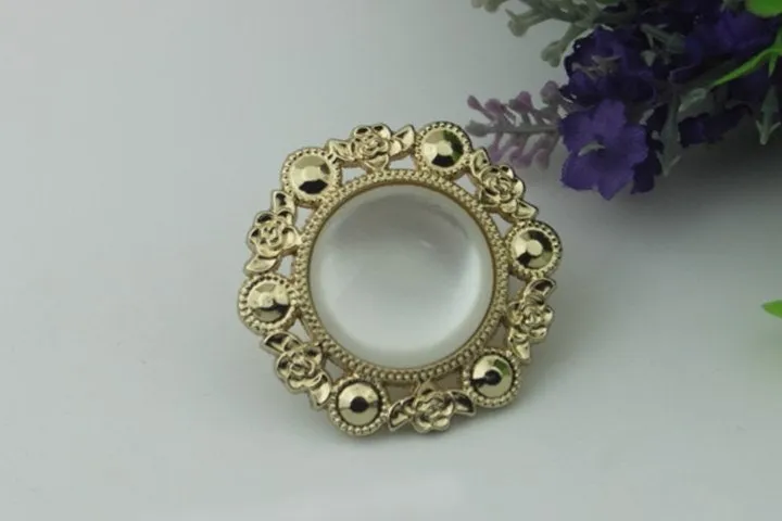 Flower Round Purse Label 1/10pcs Bag Hardware Charm Light Gold Handmade Purse Handbag Making Metal Decoration 45mm 1 3/4" Wholesale Supplies