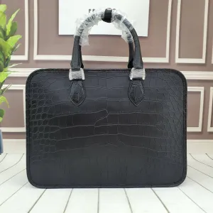 Genuine Crocodile Leather Briefcase Laptop Business Bag Black