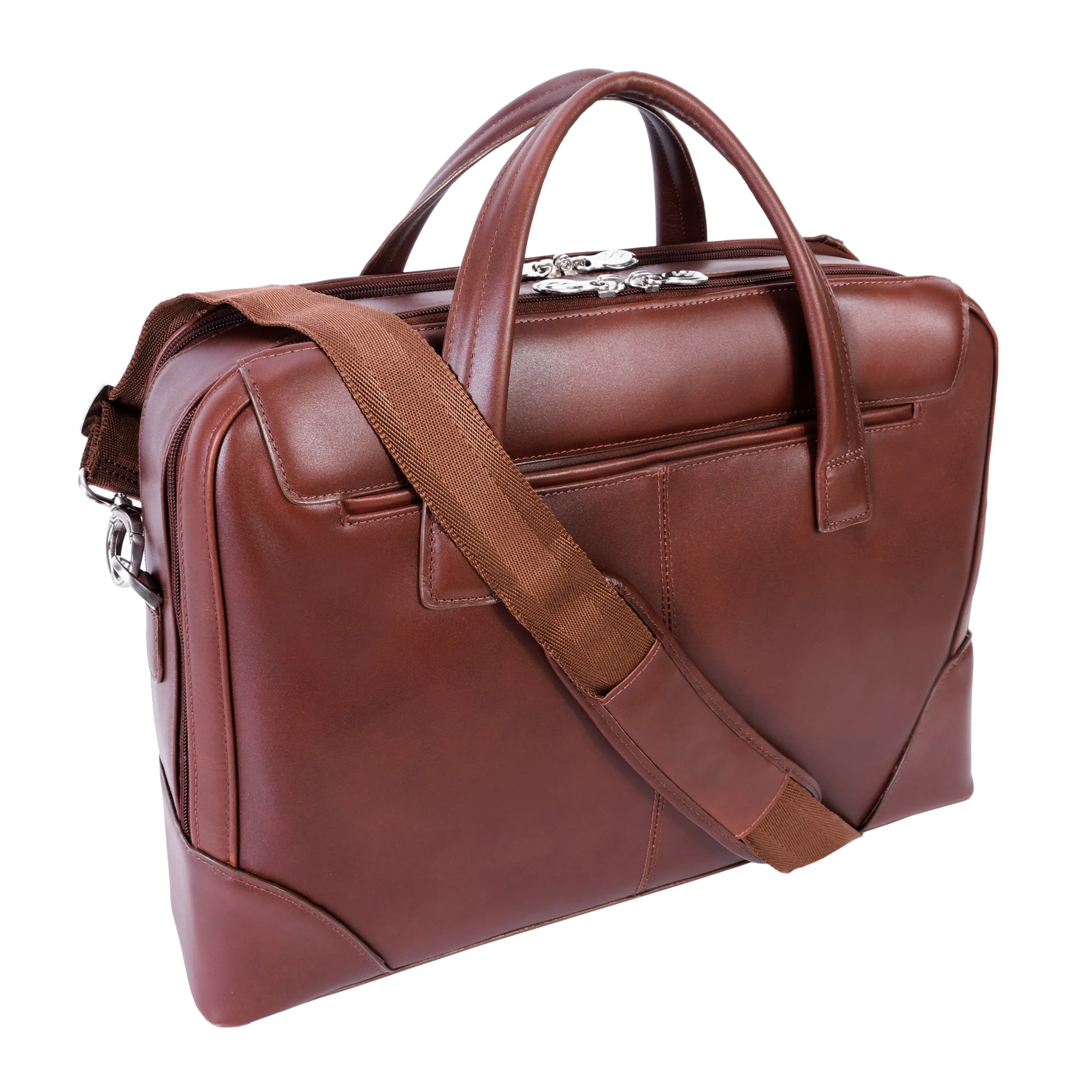 HARPSWELL | 17” Leather Dual-Compartment Laptop Briefcase