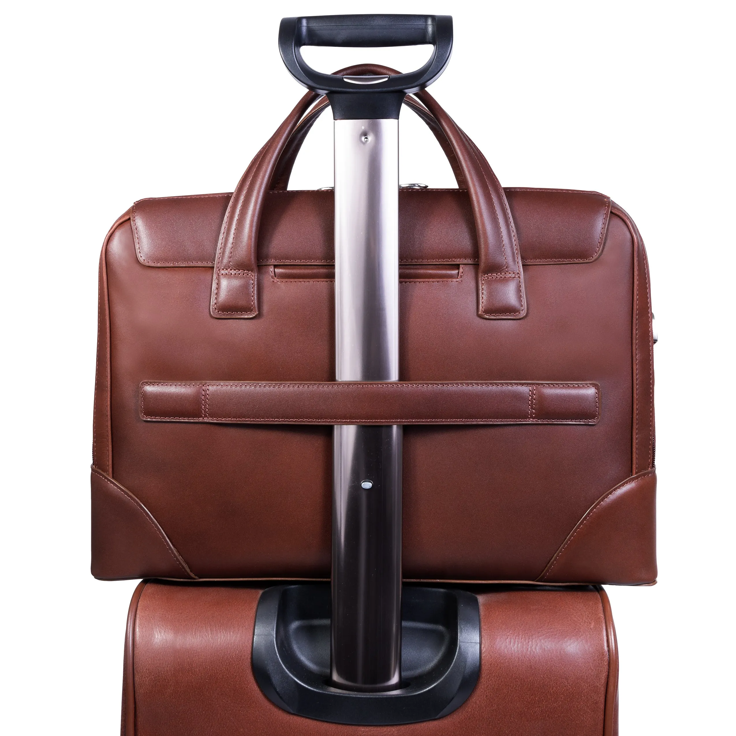 HARPSWELL | 17” Leather Dual-Compartment Laptop Briefcase