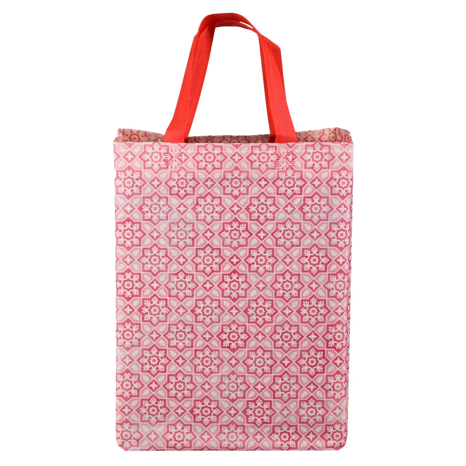 Heart Home Shopping Handbag | Grocery Handbag | Shopping Bag | Grocery Shopping Bag | Reusable Shopping Bags | Vegetable Bag | Star-Print Carry Bag | Pack of 24 | Pink